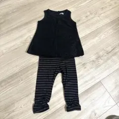 黒 レース ノースリーブトップスとレギンス　90cm