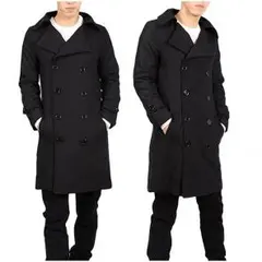 [M /ブラック]スリム メンズ チェスターコート 在庫限り