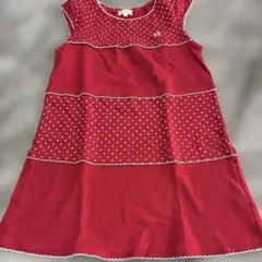 Hushush 赤 水玉 ノースリーブ ワンピース 120こども服女の子