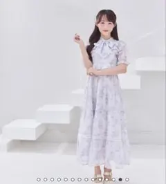 evelyn ラメフリルギャザー花柄ワンピース