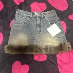 スカート　amood 韓国　ファー　デニム