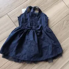 ネイビー リボン付き ワンピース 95cm