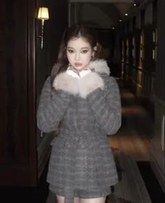 andwang Twinkle Button Tweed Coat 黒 コート - メルカリ