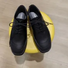 ブラック 厚底ローファー レースアップ