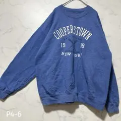 カレッジロゴ風スウェット オーバーサイズ 裏起毛 ひび割れプリント 古着 XL