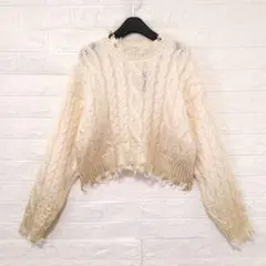 新品　AZUL BY MOUSSY ダメージ 箔グラデーション ニット　F