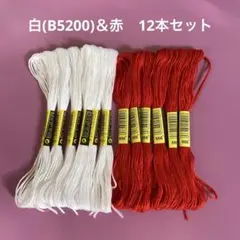刺繍糸☆白(B5200)＆赤　12本セット