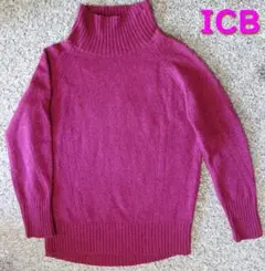 iCB【アイシービー】　ウールカシミヤ　ハイネックニット　ボルドー×パープル