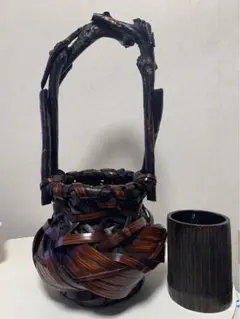 竹籠 花器 渡邊勝竹齊 63cm