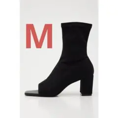 箱付き rienda ストレッチトングショートブーツ ブラック 黒 ラメ