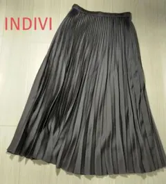 INDIVI インディヴィ　プリーツスカート　サイズ40 グレー　ウエストゴムのサムネイル