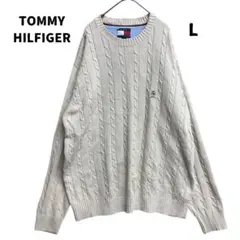 トミーヒルフィガーメンズセーター　茶色　L　カジュアル　秋冬　古着【2697】
