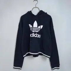 adidas アディダス(XL)トレフォイル クロップドパーカー/ネイビー