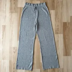 リブ編み グレー UNIQLO ウォッシャブルニットリブパンツ/丈長め　XL
