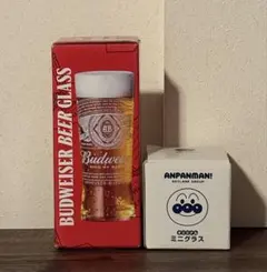 Budweiser ビールグラス & アンパンマン ミニグラス 2点セット