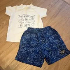 男の子用 水着 ラッシュガード 恐竜　水辺の生き物120cm