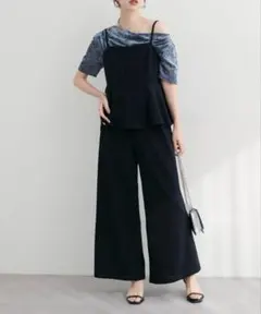 natural couture ストレッチペプラムオールインワンのサムネイル
