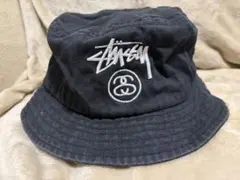 【中古品】STUSSY バケットハット ブラック ロゴ刺繍 ステューシー