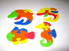 おさかな スポンジ パズル 4種類×2組 8個セット】お風呂 おもちゃ カラフル