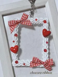 【286】トレカケース ホイップデコ 赤チェックリボン