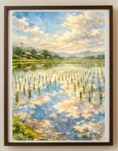 【水彩画アート】水鏡にそよぐ季（とき） 2L版写真用紙