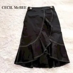 セシルマクビー マーメイドスカート アシンメトリー ステッチ フレア カジュアル