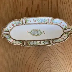 訳あり30.7cm特大トレー★オールドノリタケ 点盛り金彩花絵　深皿