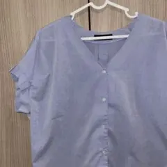【green label relaxing】Vネック 半袖ブラウス ブルーのサムネイル