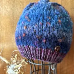 ♧手編み♧ウールの手編みのニット帽 No.135