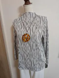 新品未使用 ストライプ ハイネック 長袖トップス