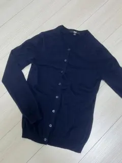 UNIQLO☆UVカットコットンクルーネックカーディガン☆Mネイビー レディース
