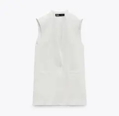 未使用 ZARA ザラ♡フルイドボタンベスト ホワイト M