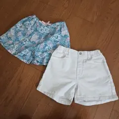 ユニクロ　短パン花柄と白のハーフパンツセット　130