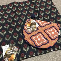 Craft India ポーチ　クッションカバー　ジャガード織り