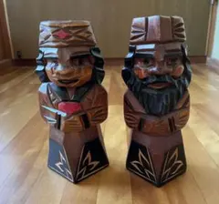 ニポポ　アイヌ　木彫り　人形　ペア　レトロ　置物　レア