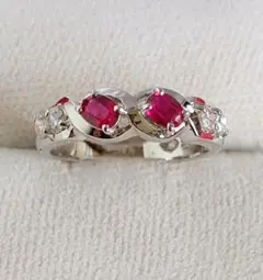 ルビー ダイヤモンド パヴェリング 0.45ct 0.19ct プラチナ - メルカリ