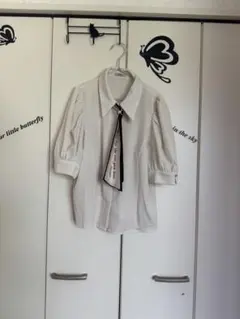 NOMAE ボウタイ付き パフスリーブ ブラウス 半袖