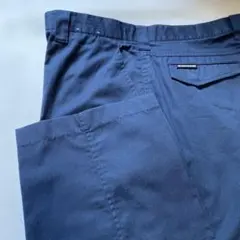 ワークパンツ，ネイビー中古夏用薄手、ノータック、w96股下71のサムネイル
