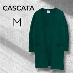 薄手　丈長　カーディガン　M 緑　ボタンレス CASCATA