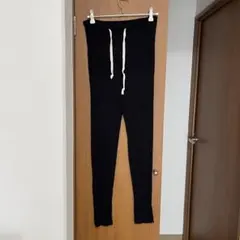 マタニティ レギンス L 黒 リブ コットン スリット 薄手