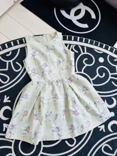 dazzlin 薄緑 花柄 ノースリーブ ミニワンピース