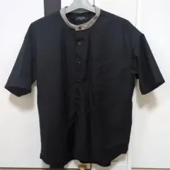 THRUXTON　バンドカラー　半袖シャツ　ブラック　M