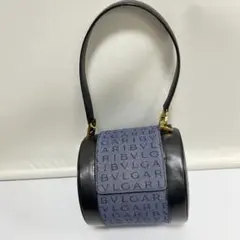BVLGARI ブルガリ ロゴマニア 筒型 デニム×レザー ハンドバッグ 美品のサムネイル