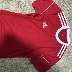 adidas 赤 M シャツ ホワイトストライプ