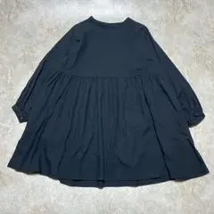 未使用品＊長袖ブラウス F ブラック 東炊き染め 綿100% 日本製 ゆったりのサムネイル