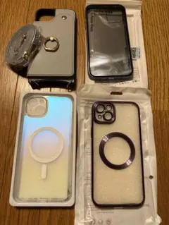 iPhone 14plus用ケース 4種セット ストラップ付き