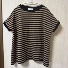 NARU ナル ボーダーTシャツ　クロ✖️キャメルのサムネイル