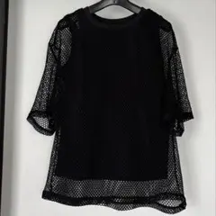 メッシュトップス 半袖 ブラックのサムネイル