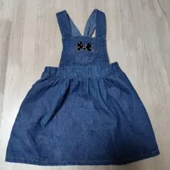 【美品】プティマイン　デニム　ミニー ワンピース ジャンパースカート