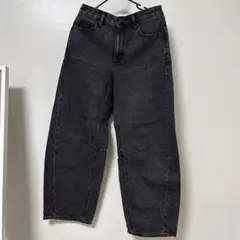 GU ハイウエスト ワイドデニムパンツ ブラック